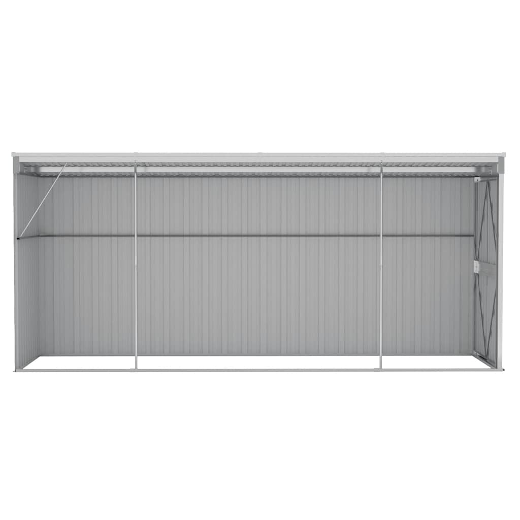 Anbauschuppen Grau 118x382x178 cm Verzinkter Stahl