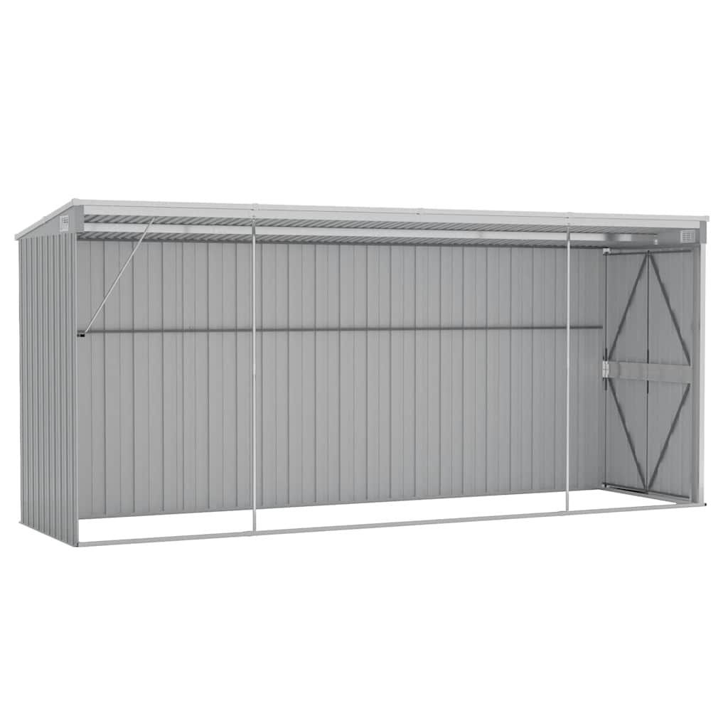 Anbauschuppen Grau 118x382x178 cm Verzinkter Stahl