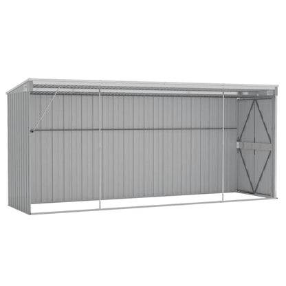 Anbauschuppen Grau 118x382x178 cm Verzinkter Stahl