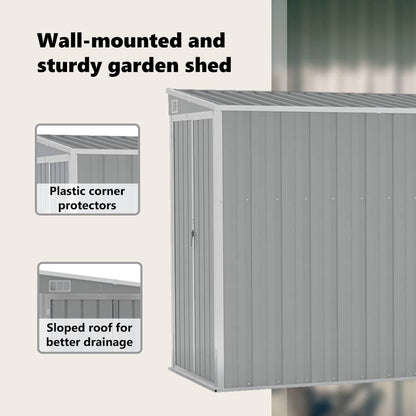 Anbauschuppen Grau 118x382x178 cm Verzinkter Stahl