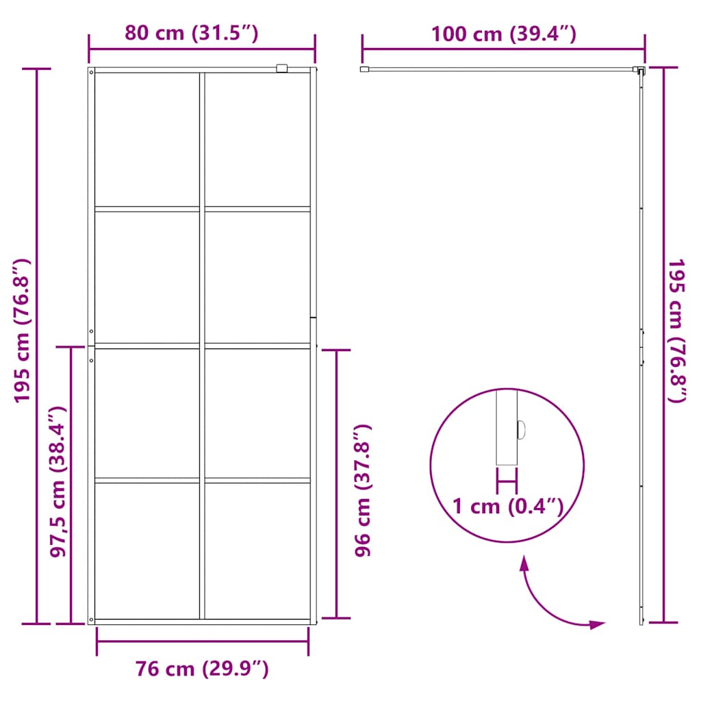 Duschwand für Begehbare Dusche mit Klarem ESG Glas 80x195 cm