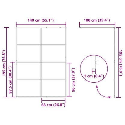 Duschwand für Begehbare Dusche mit Klarem ESG-Glas 140x195 cm