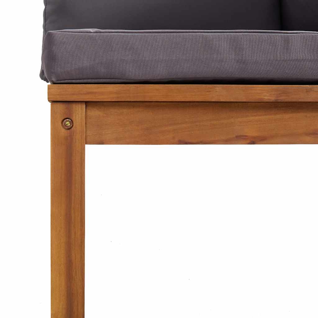 Ecksofas 2 Stk. mit Dunkelgrauen Kissen Massivholz Teak