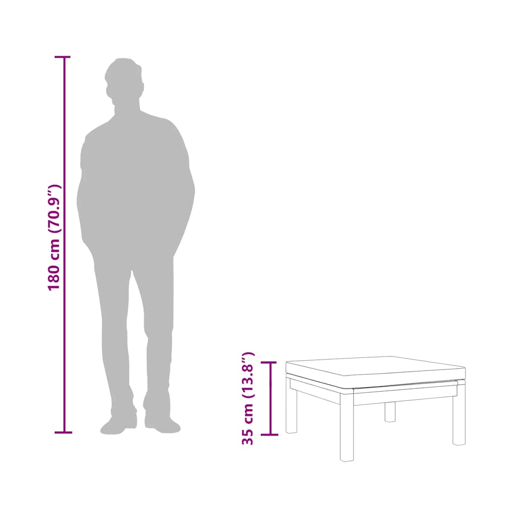 Hocker mit Cremeweißem Kissen Massivholz Akazie