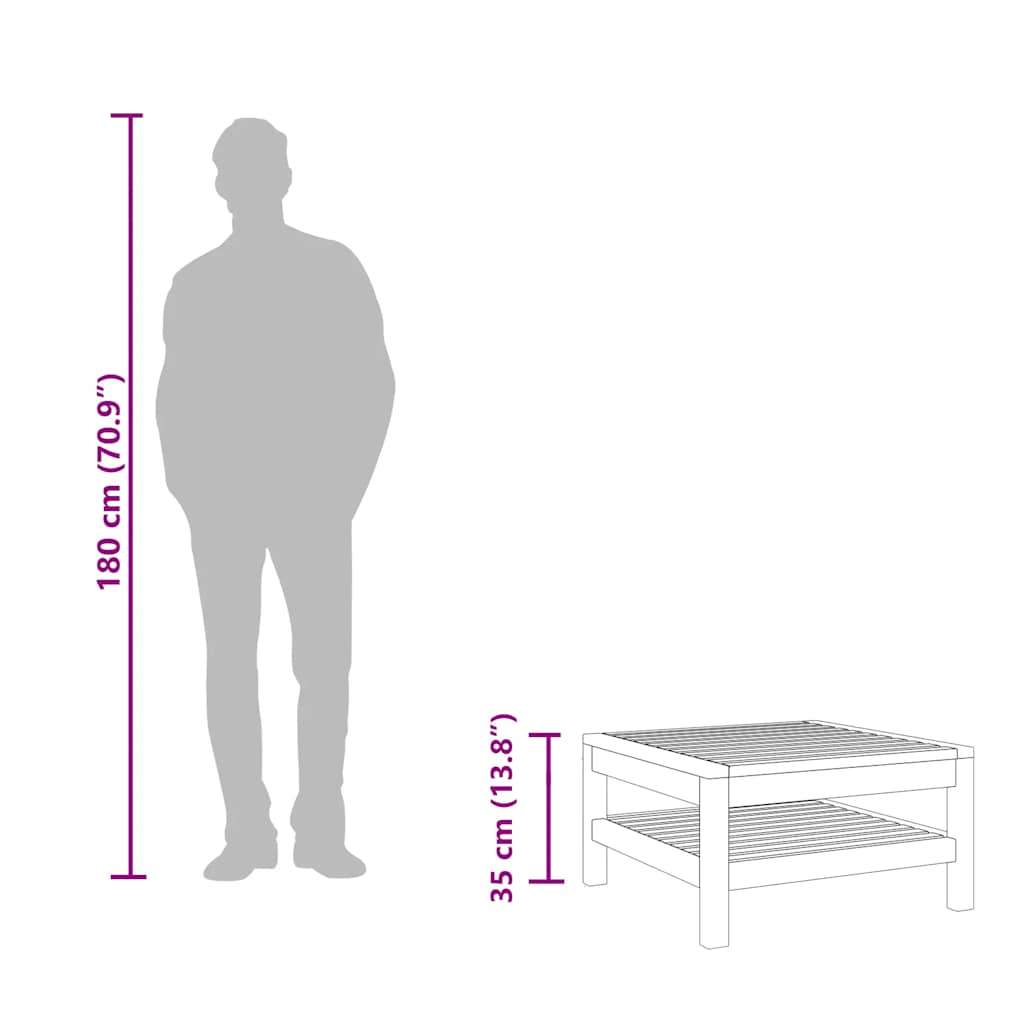 Couchtisch 65x65x35 cm Massivholz Akazie