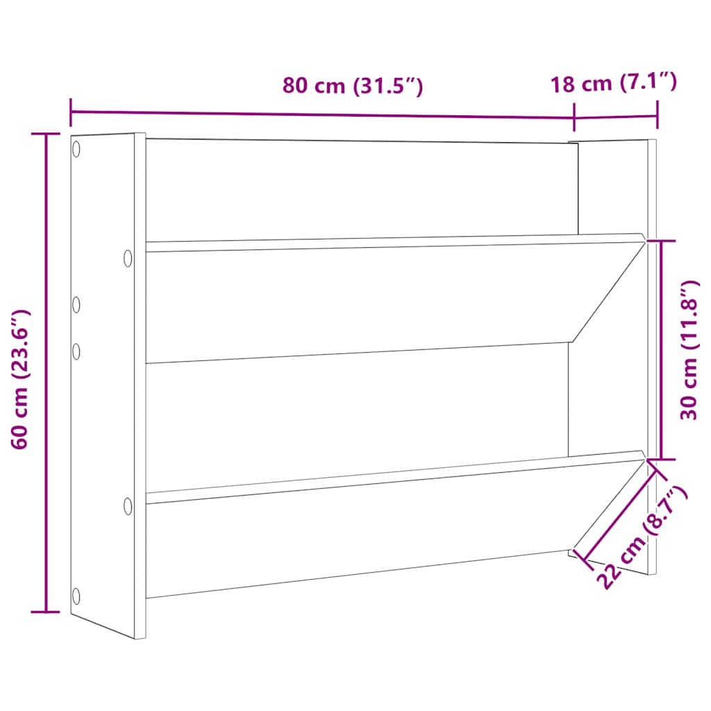 Wand-Schuhschrank Sonoma-Eiche 80x18x60 cm Holzwerkstoff