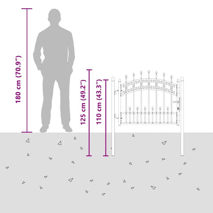 Gartentor Kampen mit Speerspitze Schwarz 103 x 75 cm Stahl