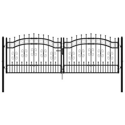 Gartentor Kampen mit Speerspitze Schwarz 302 x 100 cm Stahl