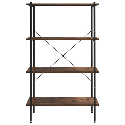 Regal mit 4 Böden Schwarz und Natur 80x40x130 cm