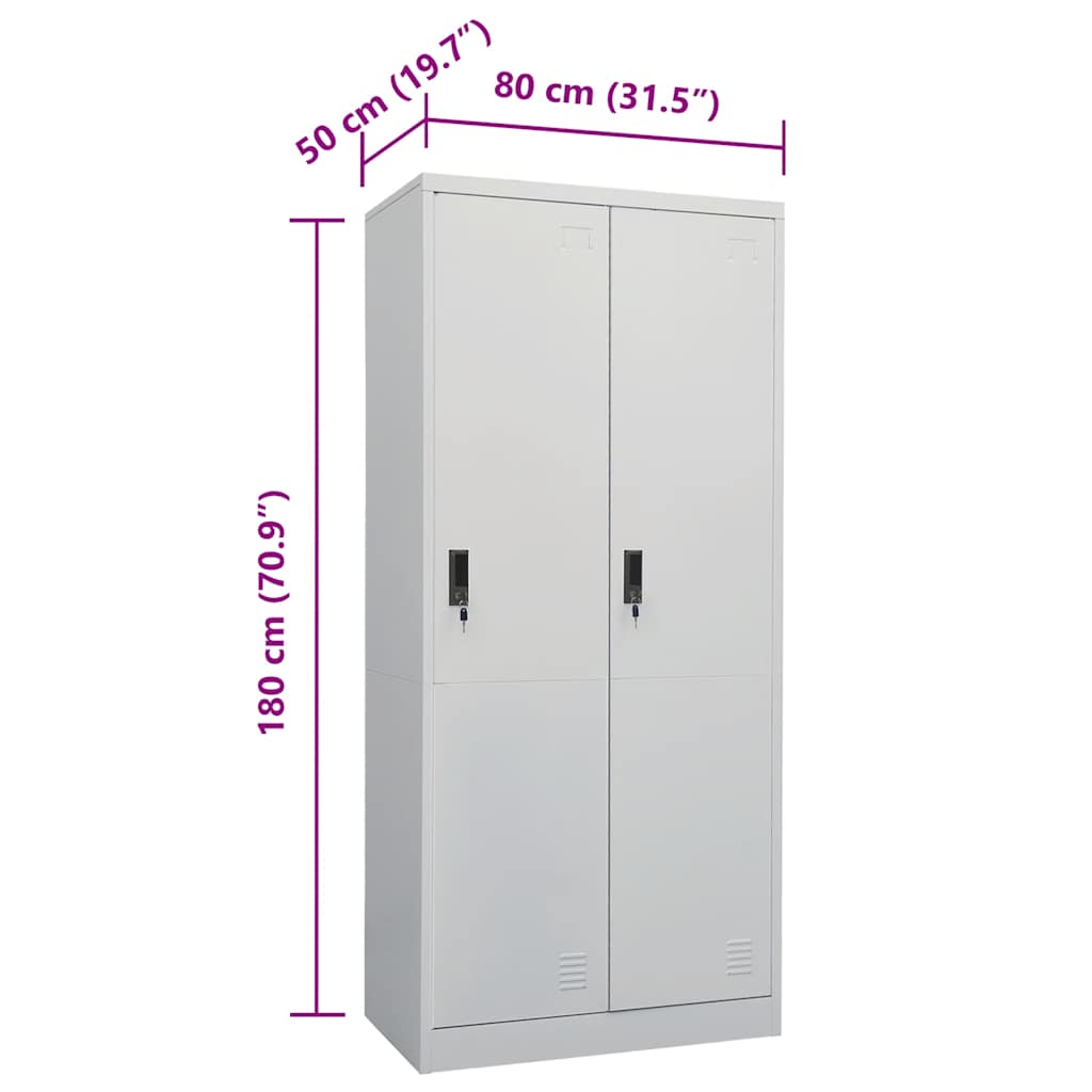 Kleiderschrank Hellgrau 80x50x180 cm Stahl