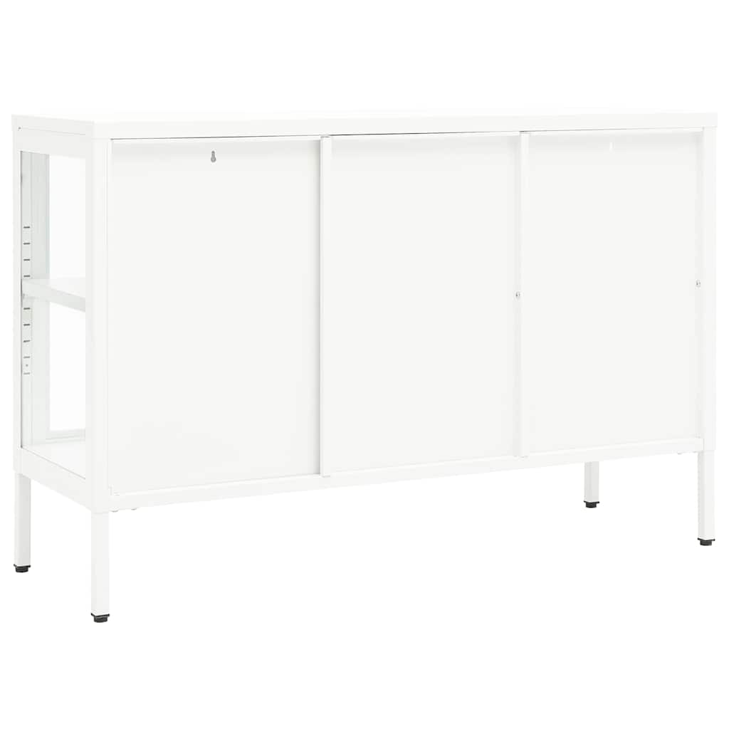 Sideboard Weiß 105x35x70 cm Stahl und Glas