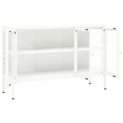 Sideboard Weiß 105x35x70 cm Stahl und Glas