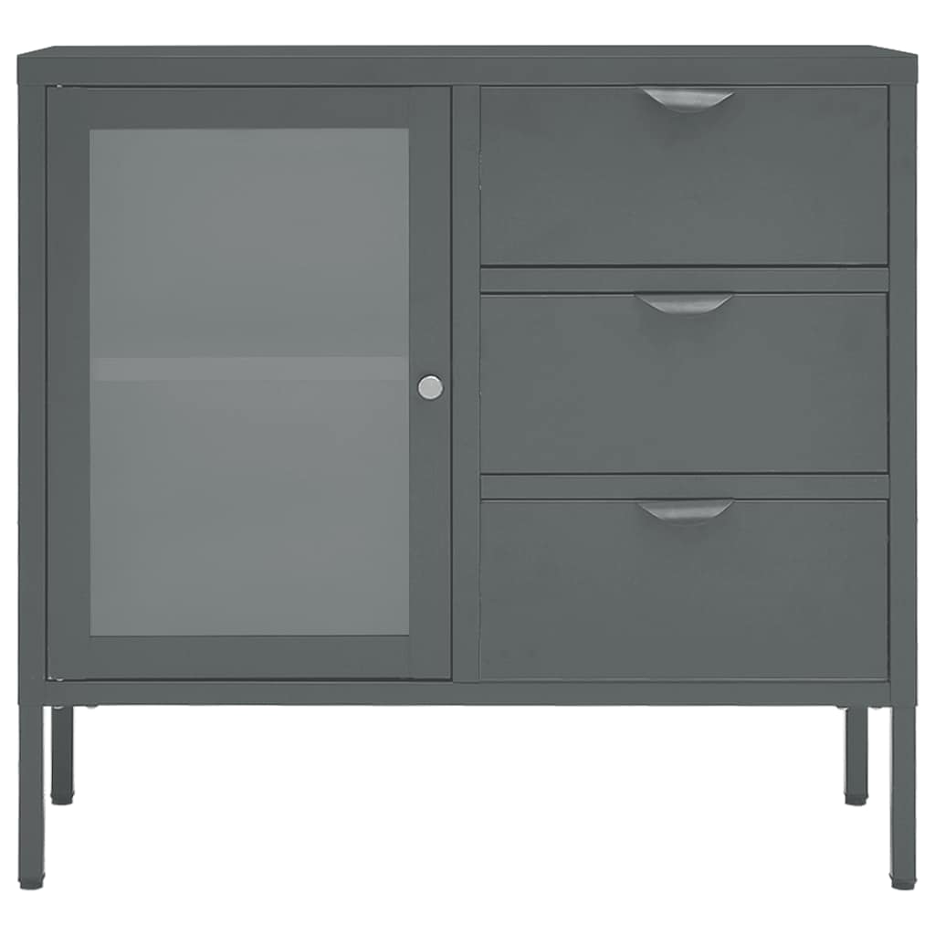 Sideboard Anthrazit 75x35x70 cm Stahl und Hartglas