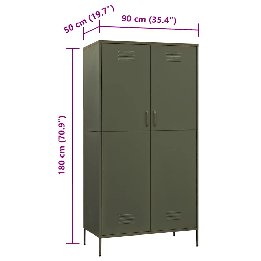 Kleiderschrank Olivgrün 90x50x180 cm Stahl