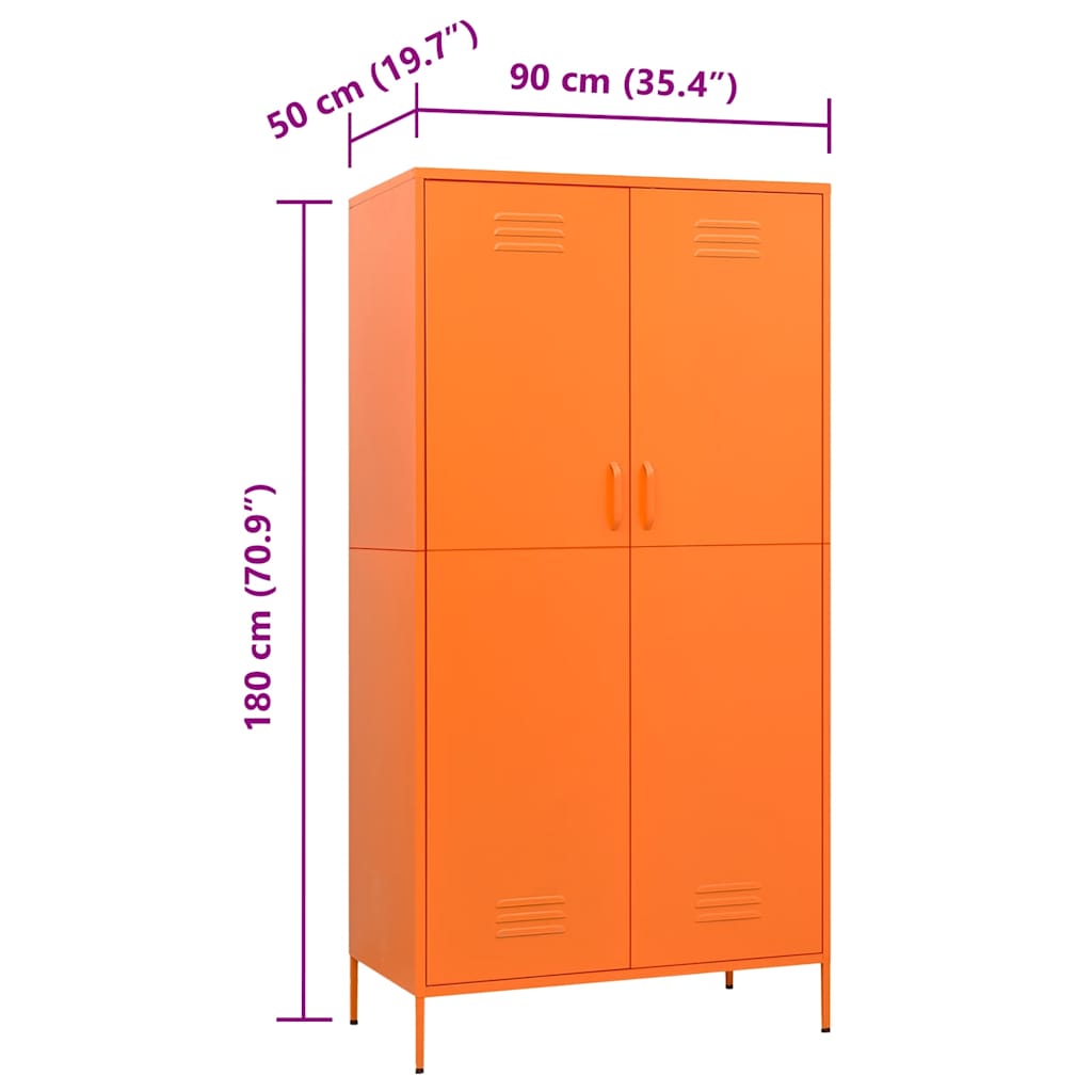 Kleiderschrank Orange 90x50x180 cm Stahl