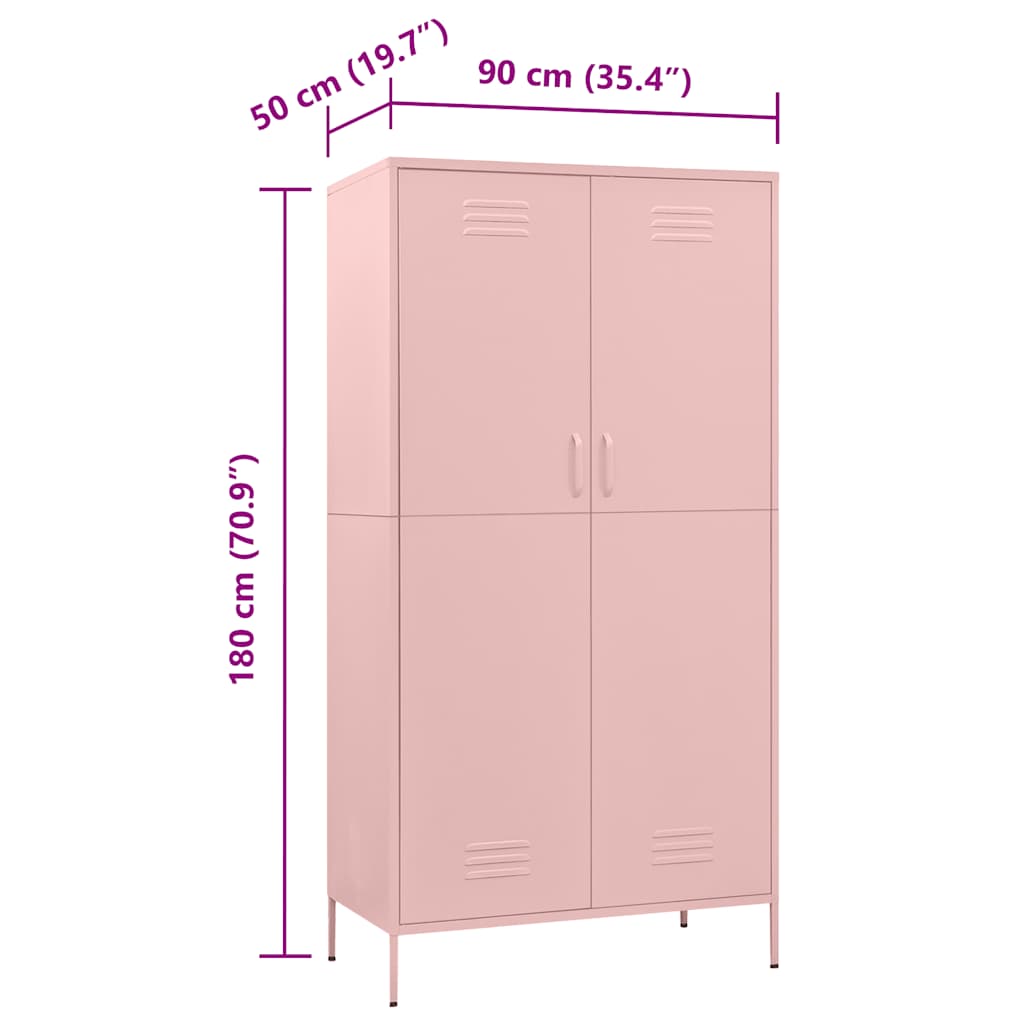 Kleiderschrank Rosa 90x50x180 cm Stahl