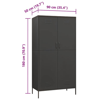 Kleiderschrank Anthrazit 90x50x180 cm Stahl