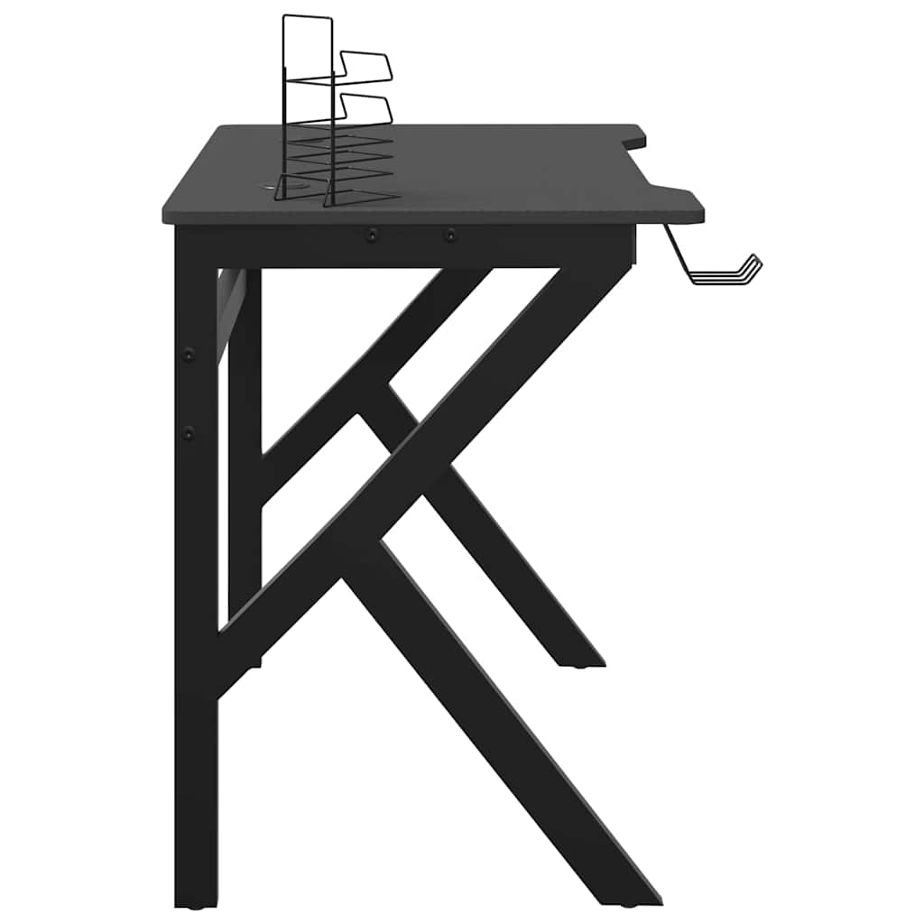 Gaming-Schreibtisch mit K-Gestell Schwarz 90x60x75 cm