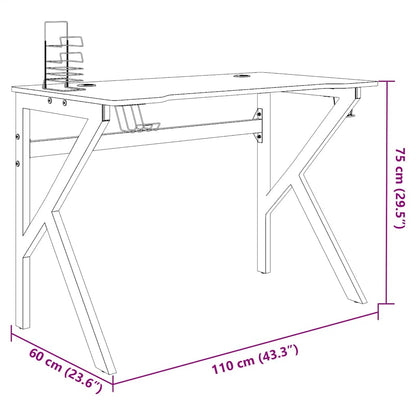 Gaming-Schreibtisch mit K-Gestell Schwarz und Rot 110x60x75 cm