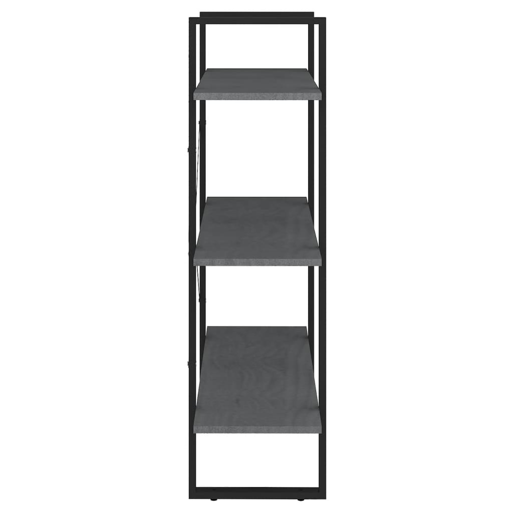 Bücherregal 3 Böden Grau 80x30x105 cm Massivholz Kiefer