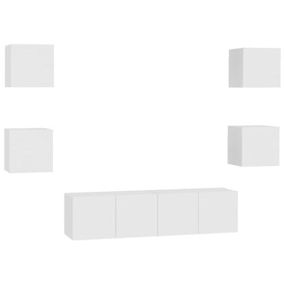6-tlg. TV-Schrank-Set Weiß Holzwerkstoff