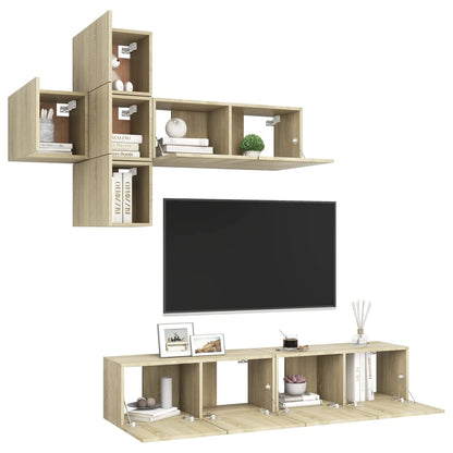 7-tlg. TV-Schrank-Set Sonoma-Eiche Holzwerkstoff