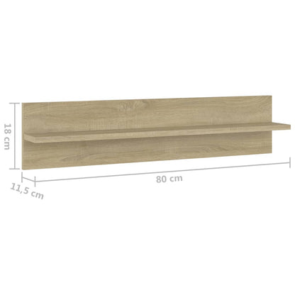 Wandregale 2 Stk. Sonoma-Eiche 80x11,5x18 cm Holzwerkstoff
