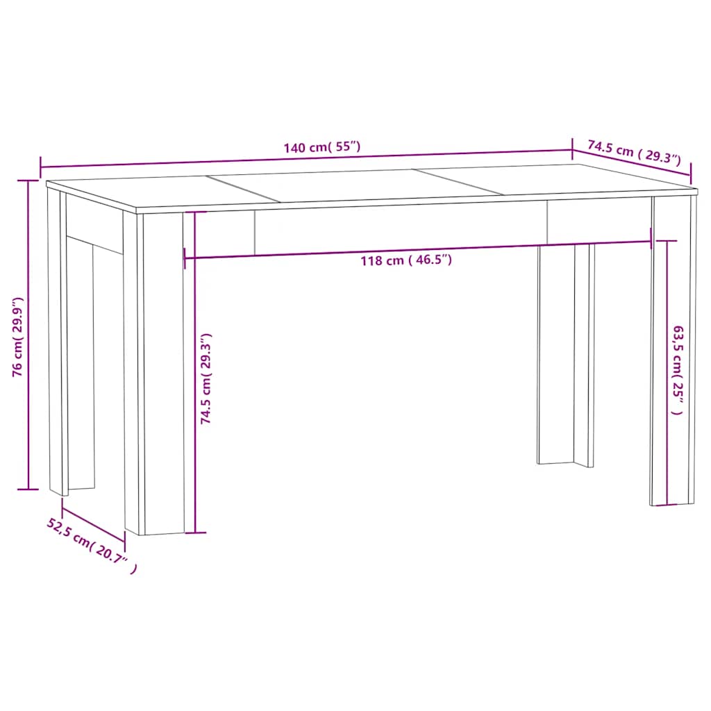 Esstisch Schwarz 140x74,5x76 cm Holzwerkstoff