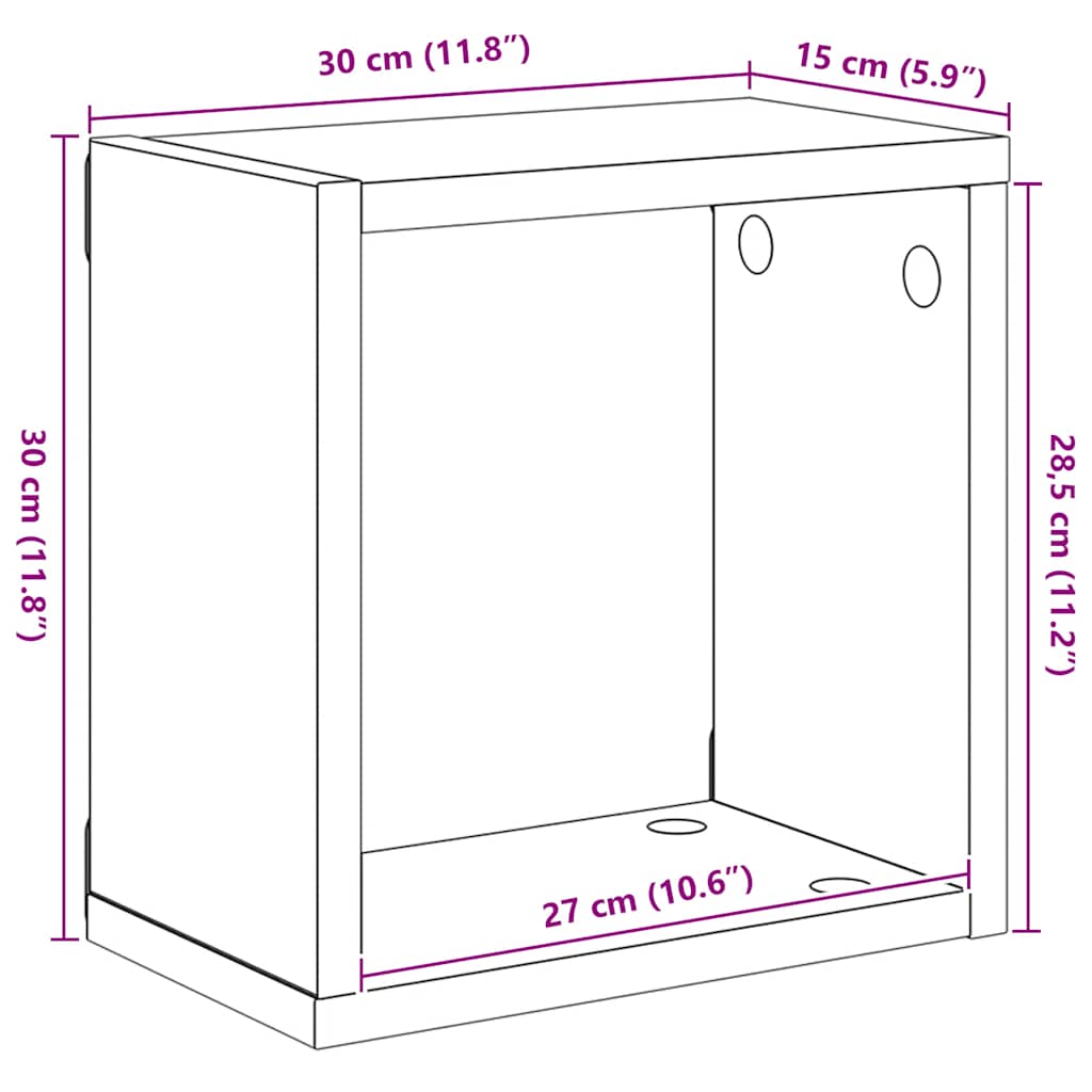 Würfelregale 2 Stk. Sonoma-Eiche 30x15x30 cm
