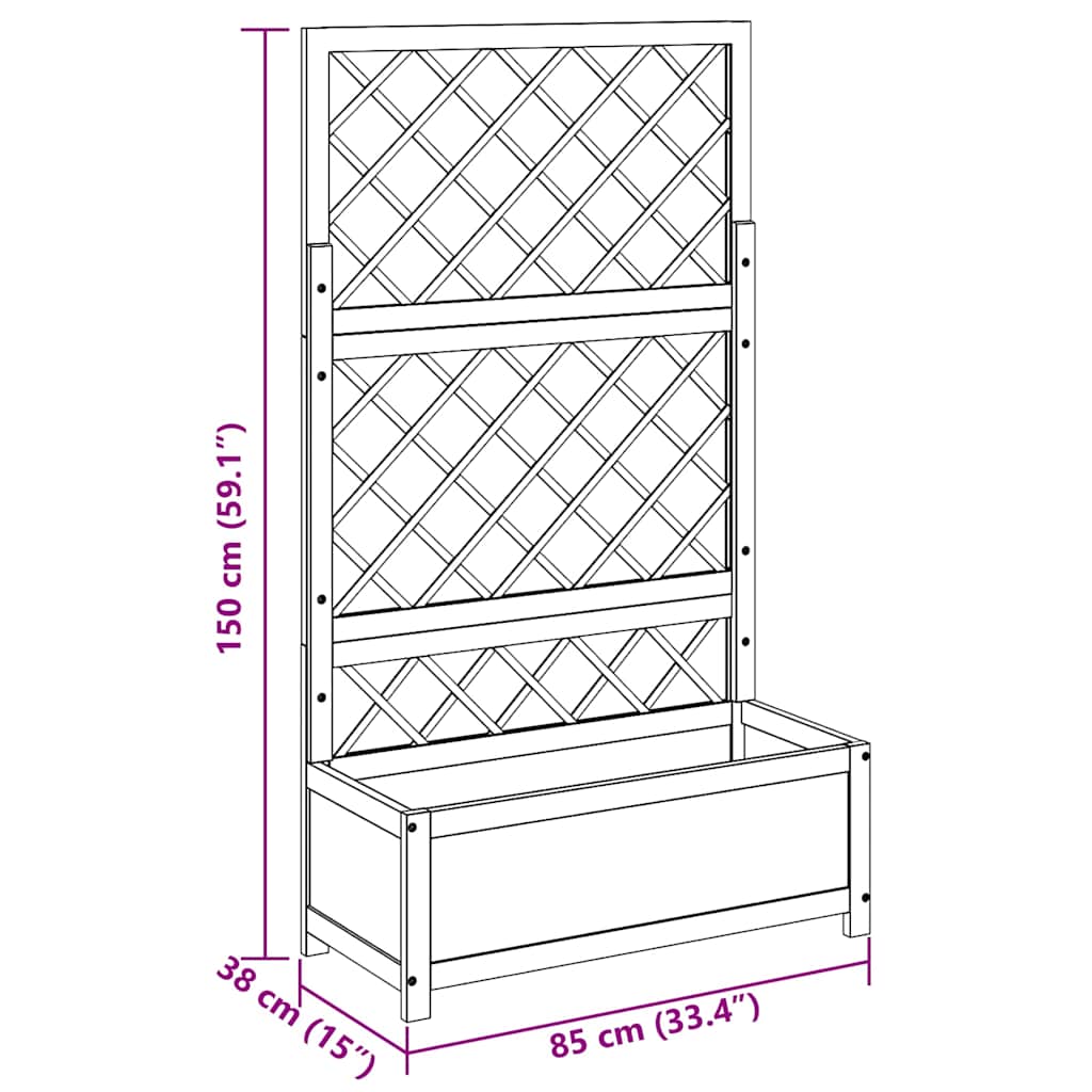 Hochbeet mit Spalier 85x38x150 cm Massivholz Akazie