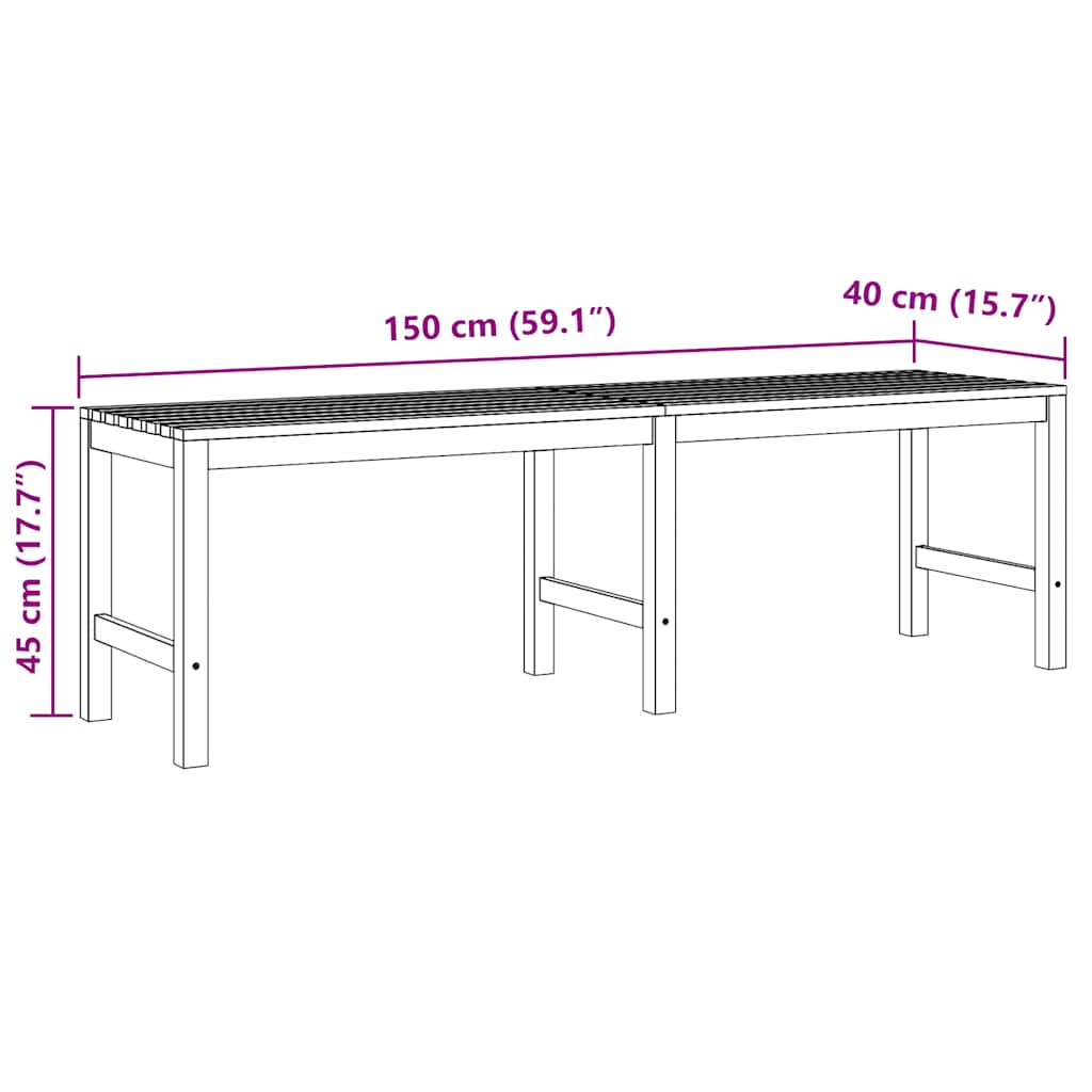 Gartenbank 150 cm Massivholz Teak