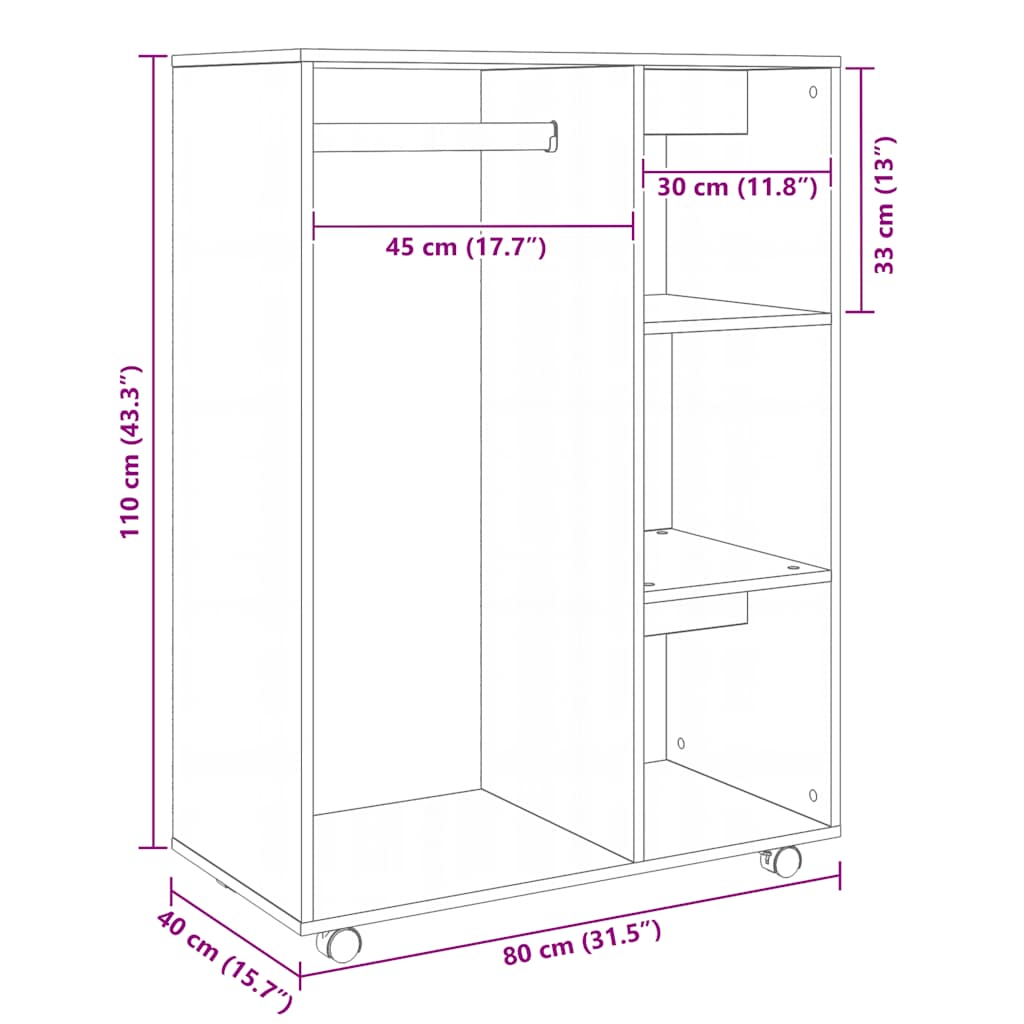 Kleiderschrank Sonoma-Eiche 80x40x110 cm Holzwerkstoff