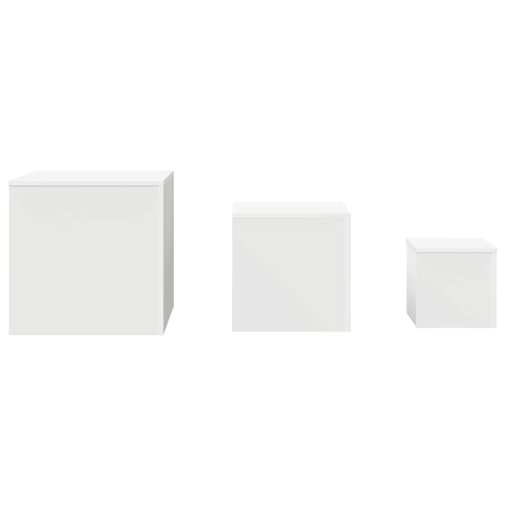 Beistelltische 3 Stk. Weiß Holzwerkstoff