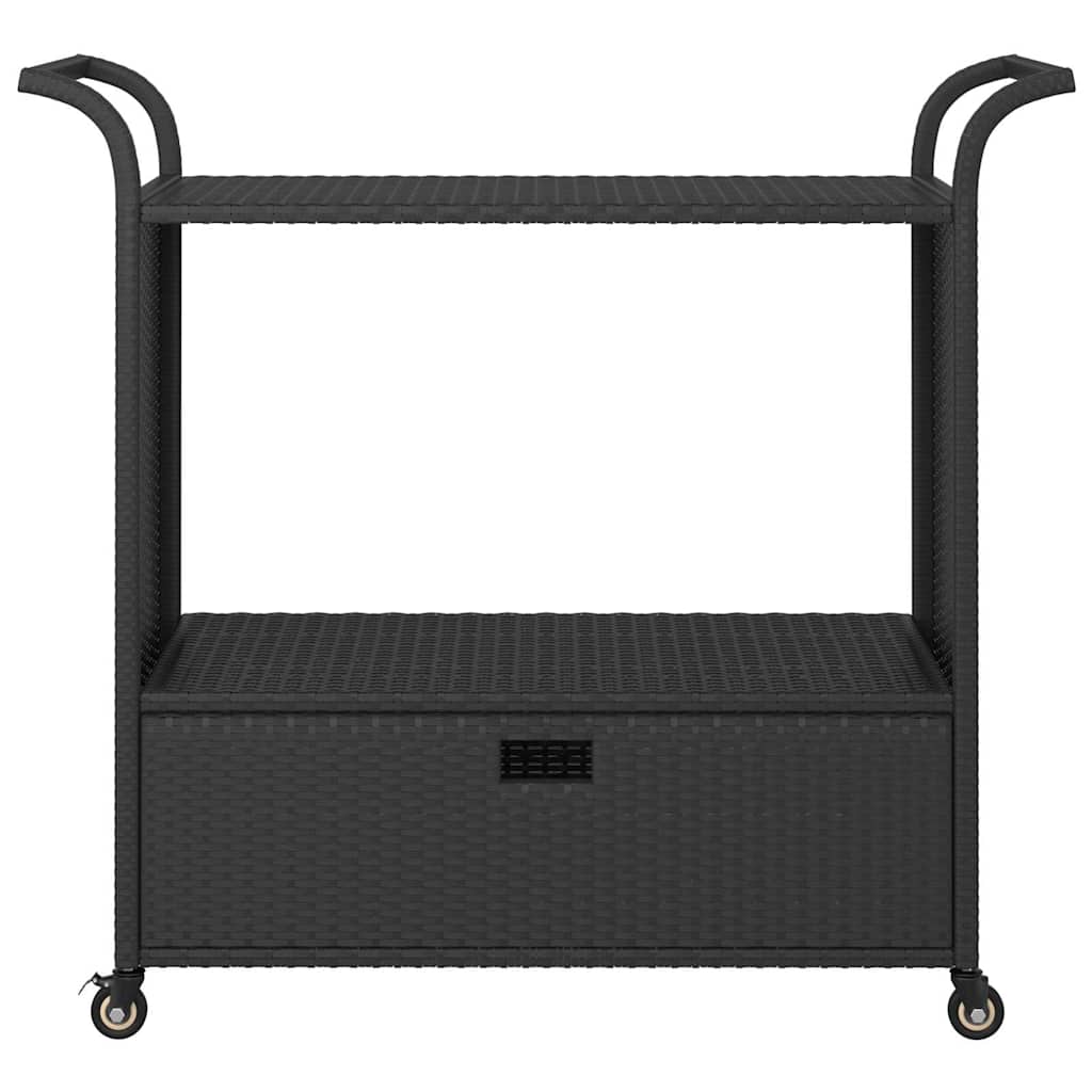 Barwagen mit Schublade Schwarz 100x45x97 cm Poly Rattan