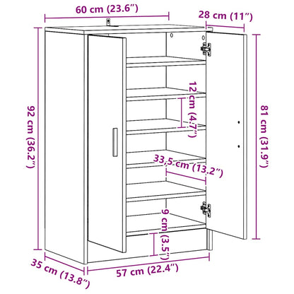 Schuhschrank Weiß 60x35x92 cm Holzwerkstoff