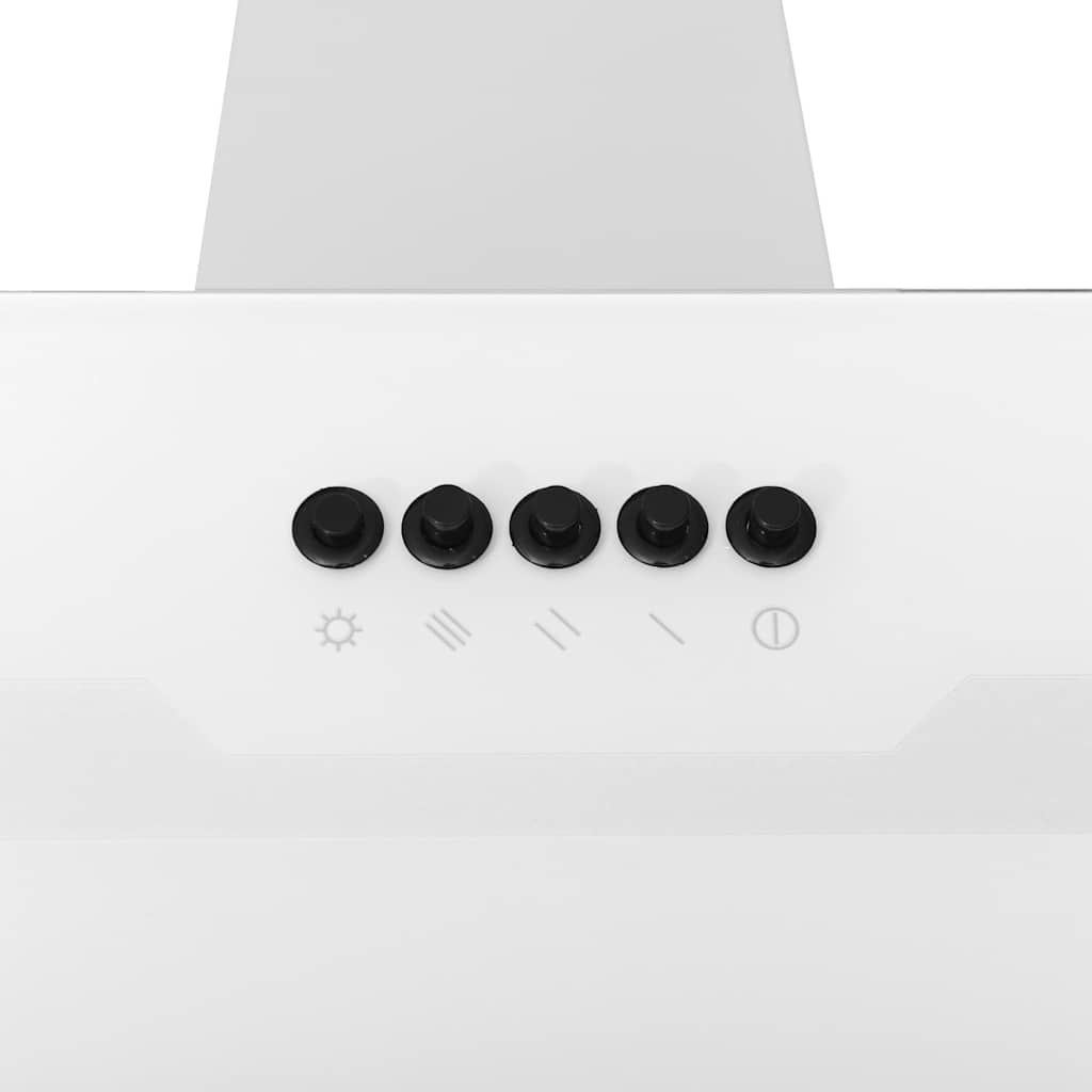 Dunstabzugshaube 90 cm Stahl und Hartglas Weiß