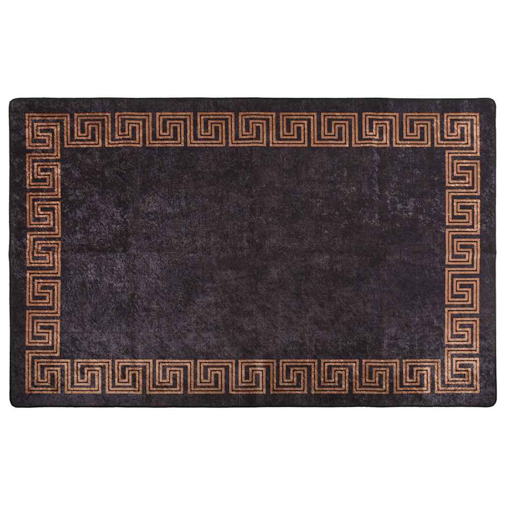 Teppich Waschbar 80x150 cm Schwarz und Golden Rutschfest