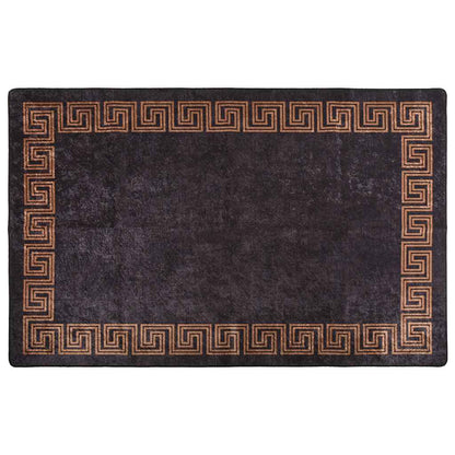 Teppich Waschbar 80x150 cm Schwarz und Golden Rutschfest