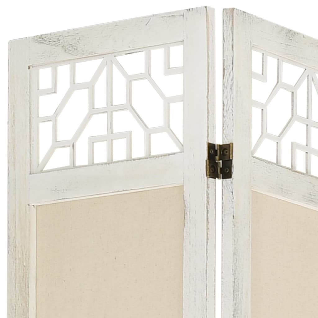 6-tlg. Raumteiler Creme 210x165 cm Stoff