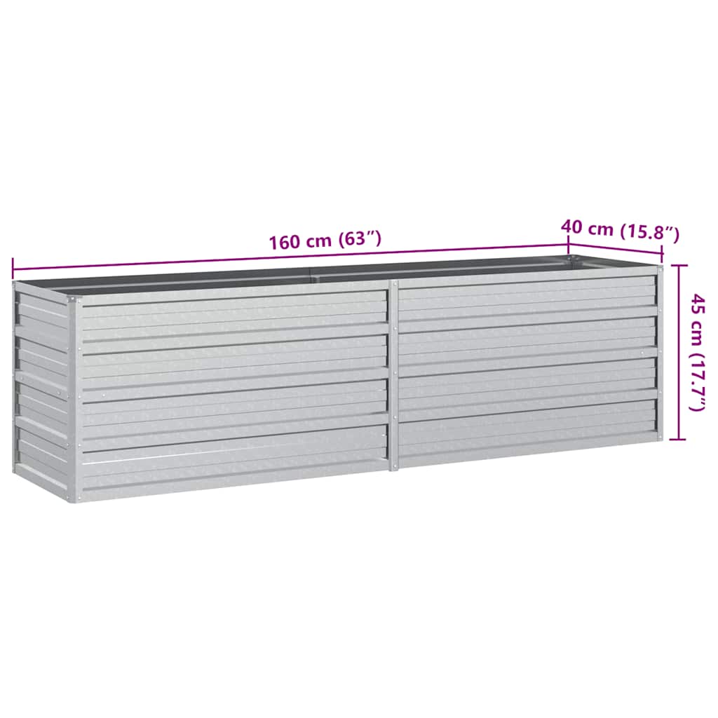 Garten-Hochbeet 160x40x45 cm Verzinkter Stahl Silber
