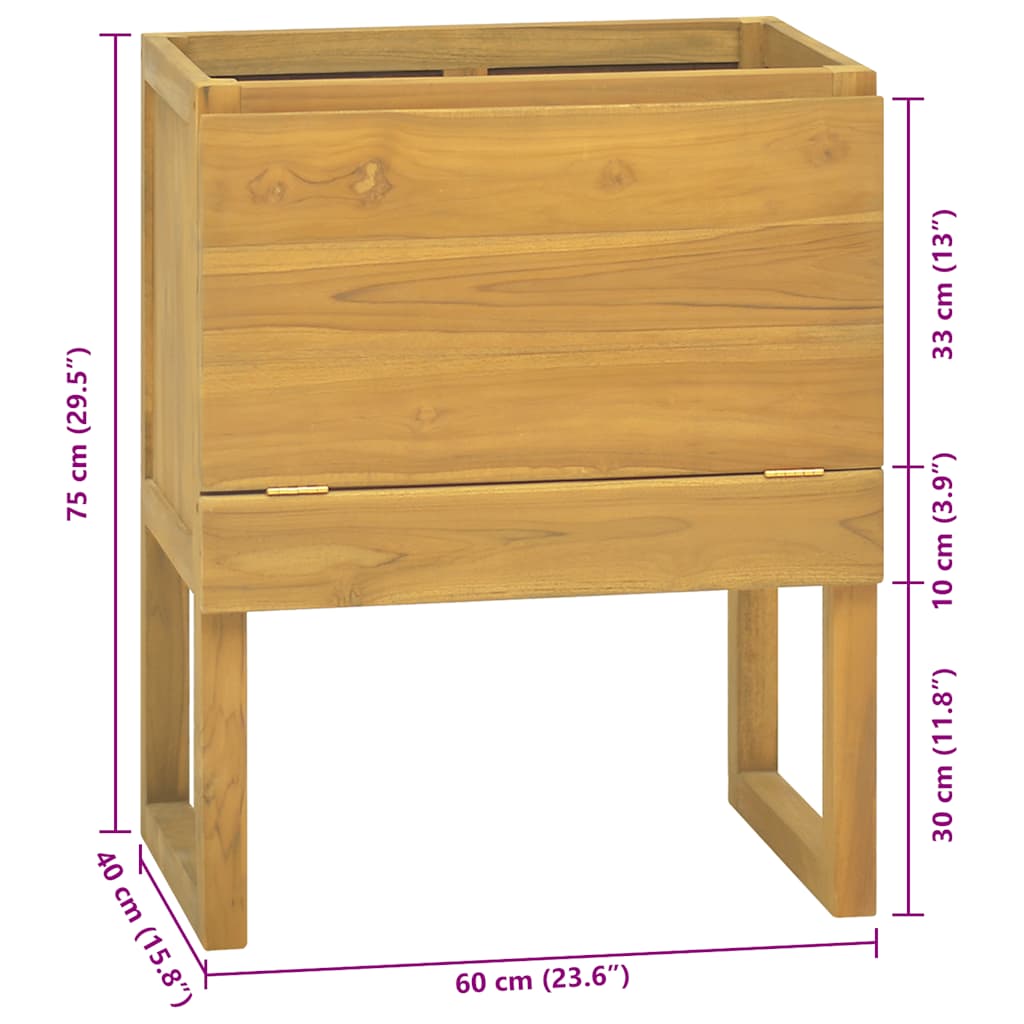 Badschrank 60x40x75 cm Massivholz Teak