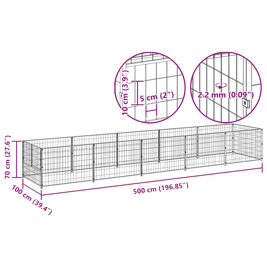 Hundezwinger Silbern 5 m² Stahl