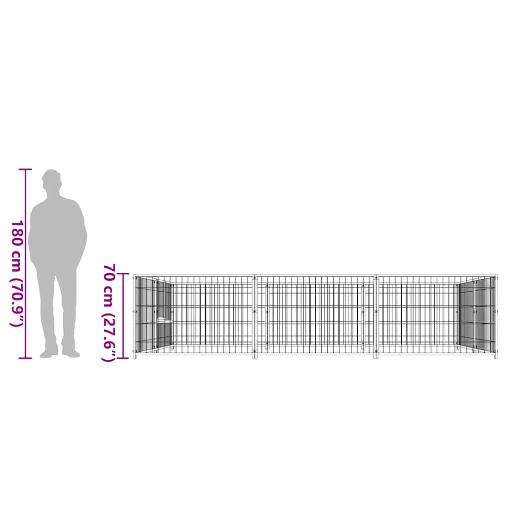 Hundezwinger Schwarz 6 m² Stahl