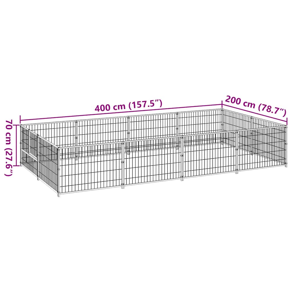 Hundezwinger Schwarz 8 m² Stahl