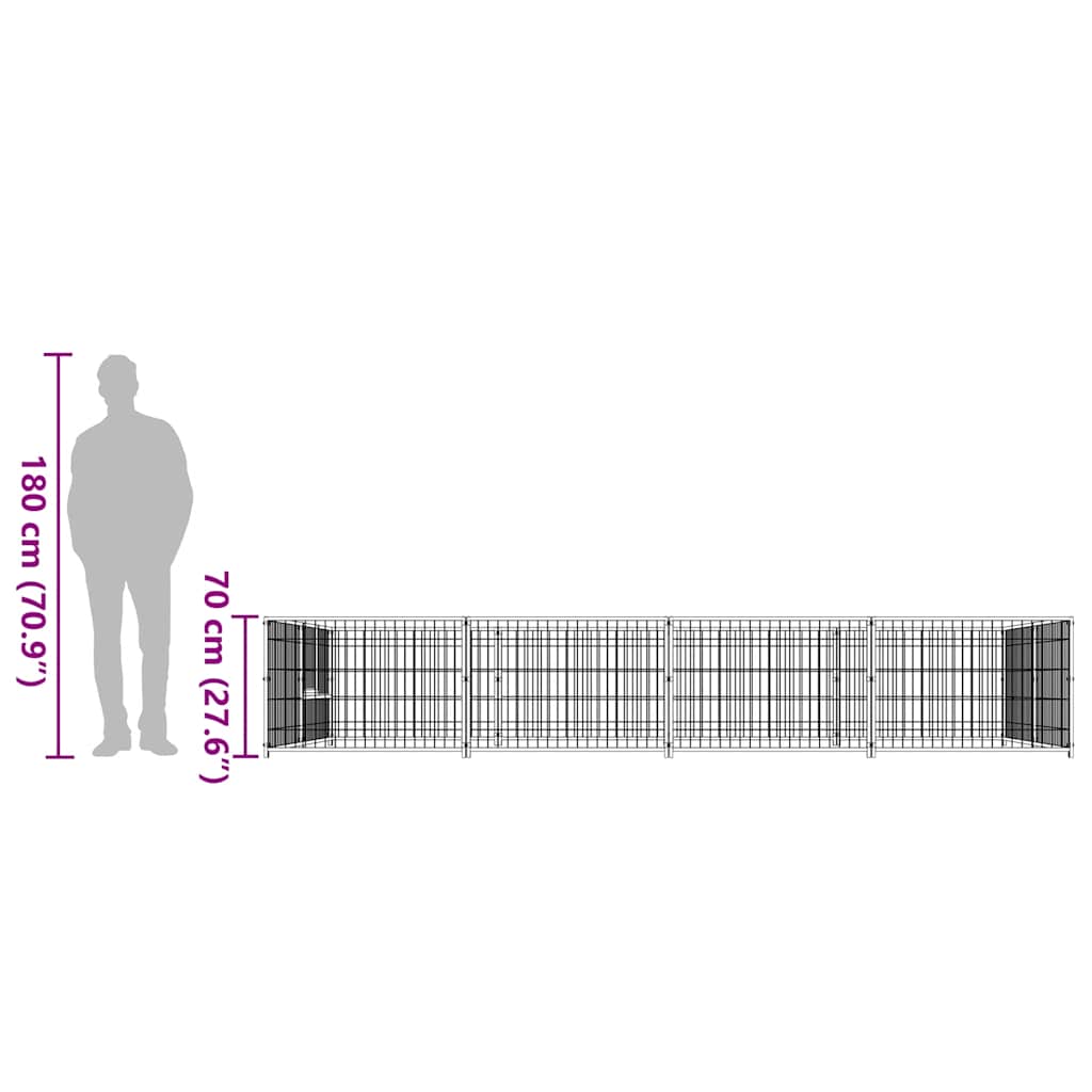 Hundezwinger Schwarz 8 m² Stahl