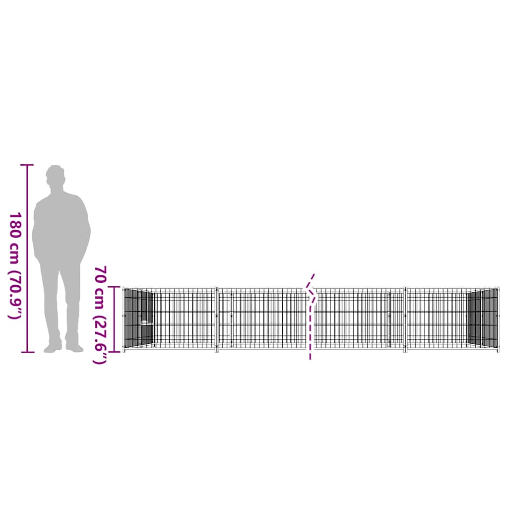 Hundezwinger Schwarz 14 m² Stahl