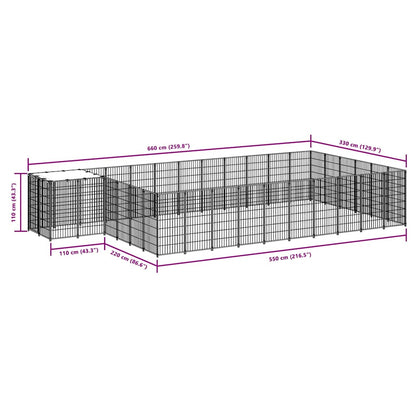 Hundezwinger Schwarz 19,36 m² Stahl