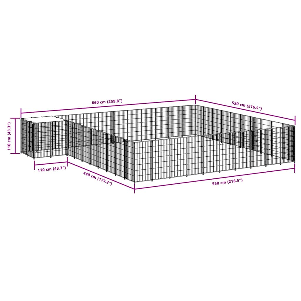 Hundezwinger Schwarz 31,46 m² Stahl