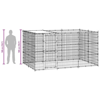 Outdoor-Hundezwinger mit Überdachung Verzinkter Stahl 7,26 m²