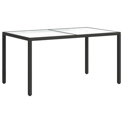 Gartentisch 150x90x75 cm Gehärtetes Glas Poly Rattan Schwarz